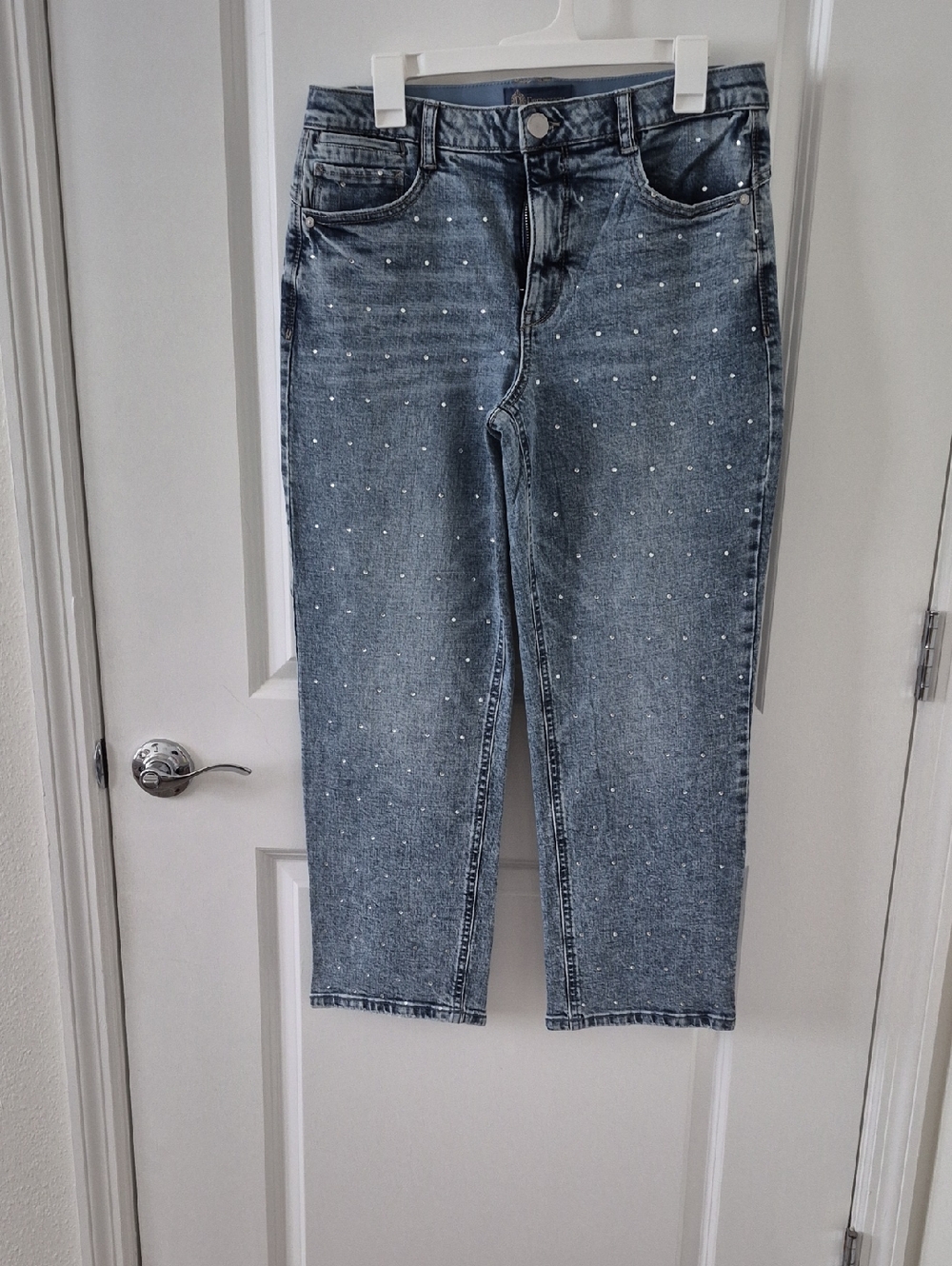 Democracy Light Blue Cropped Studded Jeans